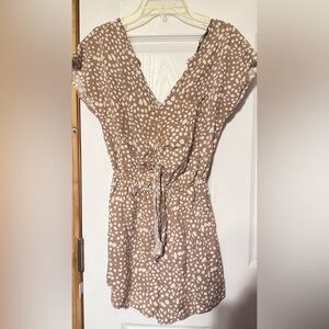 SHEIN Brown and White Polka Dot Midi Dress